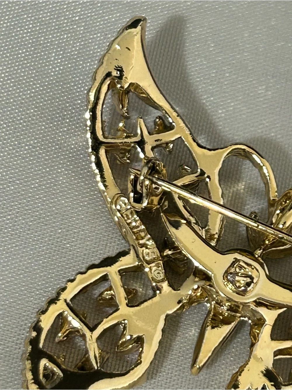 Vintage Gold-Tone Butterfly Brooch with Orange Accents by Gerry